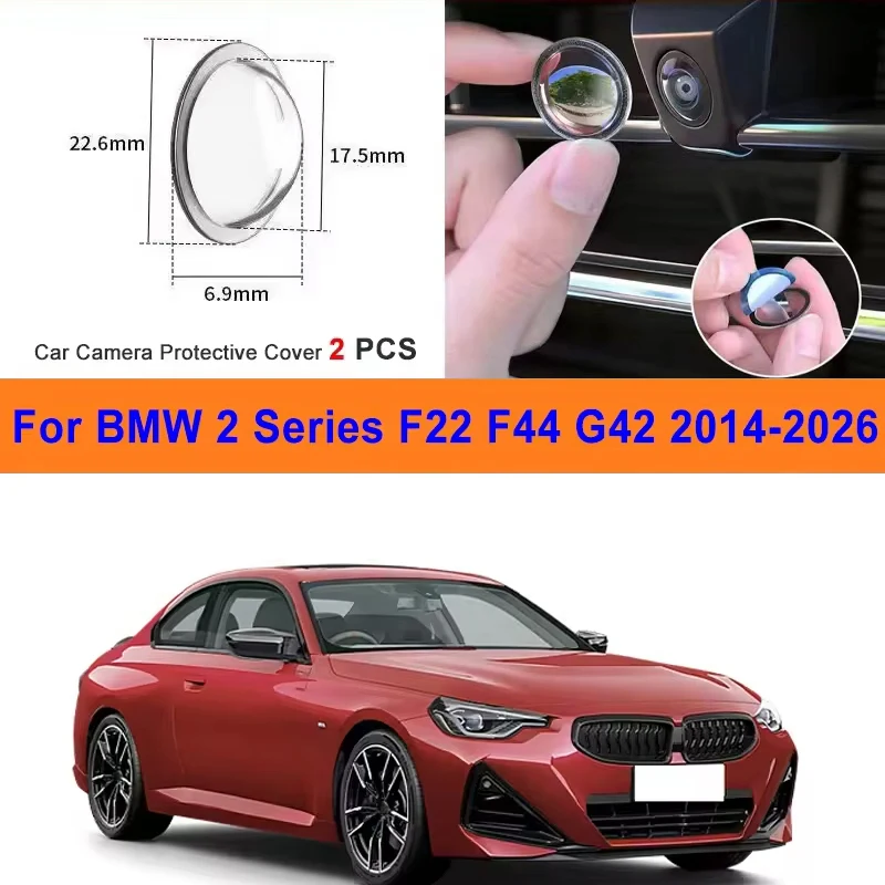 2Pcs For BMW 2 Series F22 F44 G42 2014-2026 PC Lens Protector Stickers 360 Reverse Image Car Camera Cover Anti-Scratch