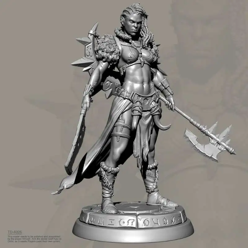 38mm 50mm 75mm Woman General of The Orc Race Resin White Mold 3D Printed Model Self-assembly DIY Coloring Models Figurines