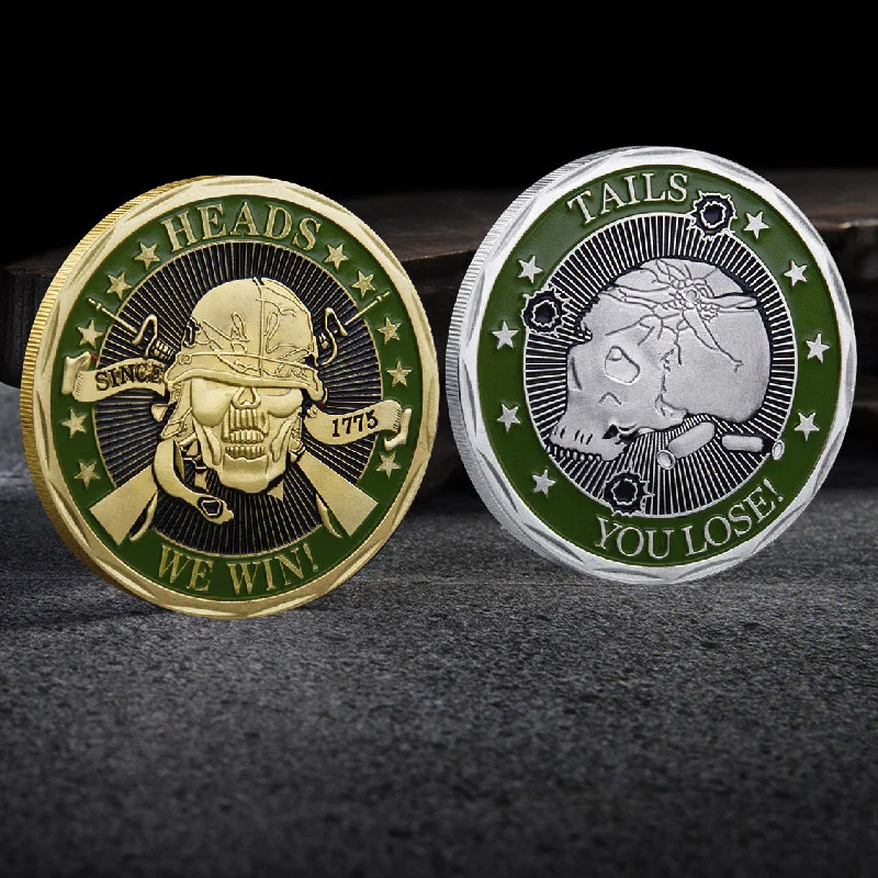 1 шт. Heads We Win Tails You Lose Lucky Coin жетон Us Navy Military Challenge монета со скелетом армейский сувенир праздничные подарки
