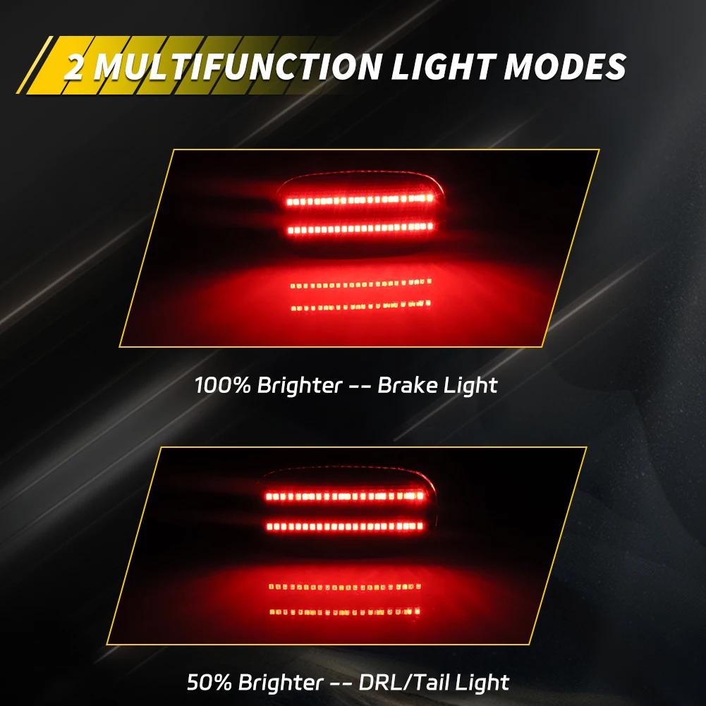 2Pcs For 1996-2005 Toyota RAV4 2010-2014 Toyota Matrix Rear Daytime Running Light Tail Light Brake Light Reflector Light Red LED - view 3
