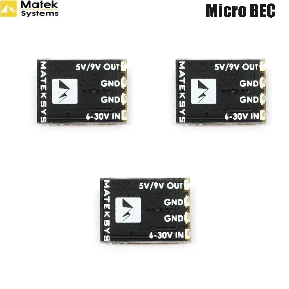 Matek Systems Micro BEC Step‑Down Voltage Regulator, 6‑30V Input, Adjustable 5V / 9V‑Out 1.5A Continuous 2.5A Peak Power Module