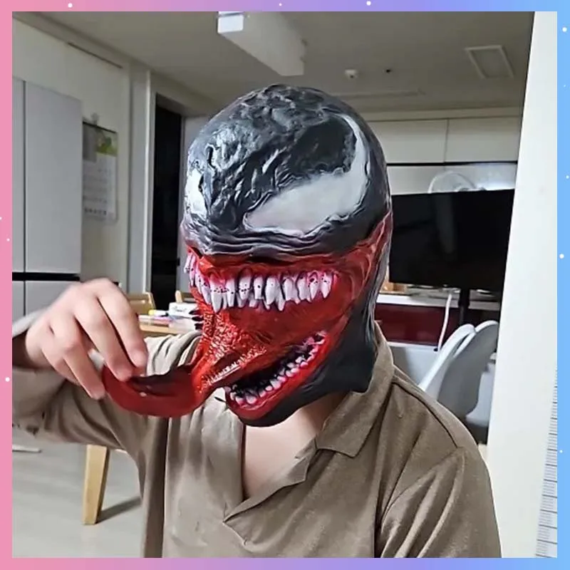Máscara de Venom para Cosplay, Disfraces de Halloween, Terrorífica Máscara de Látex de Venom, Accesorio de Cabeza para Actores, Talla Única para Adultos, Regalo para Fiestas de Comic-con