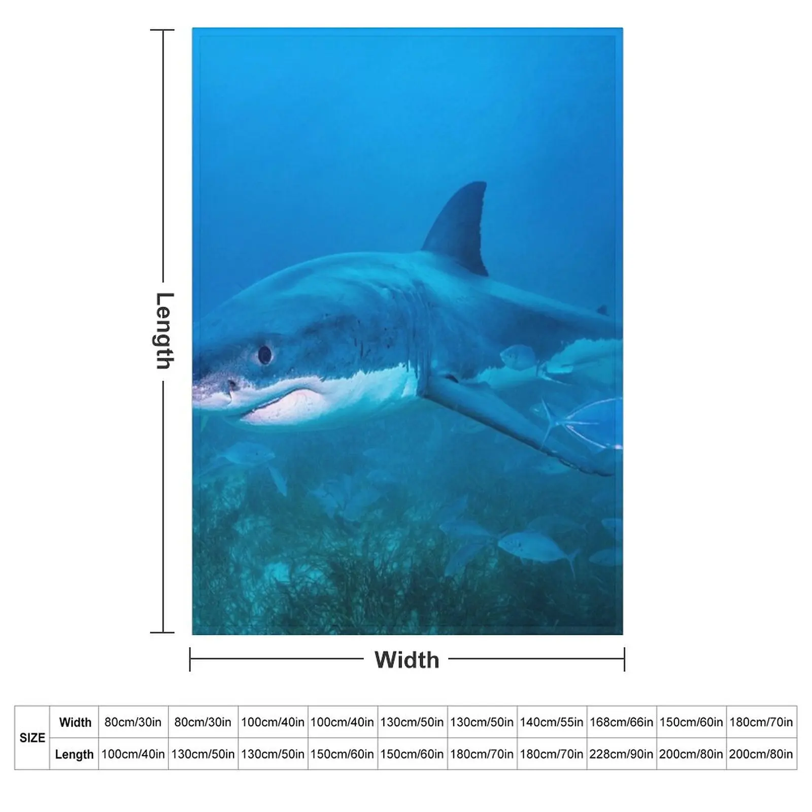 Great White Shark Underwater Throw Blanket Warm Furry Plush For Baby Furrys Soft Beds Blankets