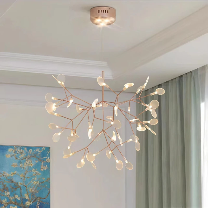 

Nordic Style Foyer Chandelier Creative Leaf Type Suspension Lamp LED Strip Light Decoration Maison Pendant Lamps for Ceiling
