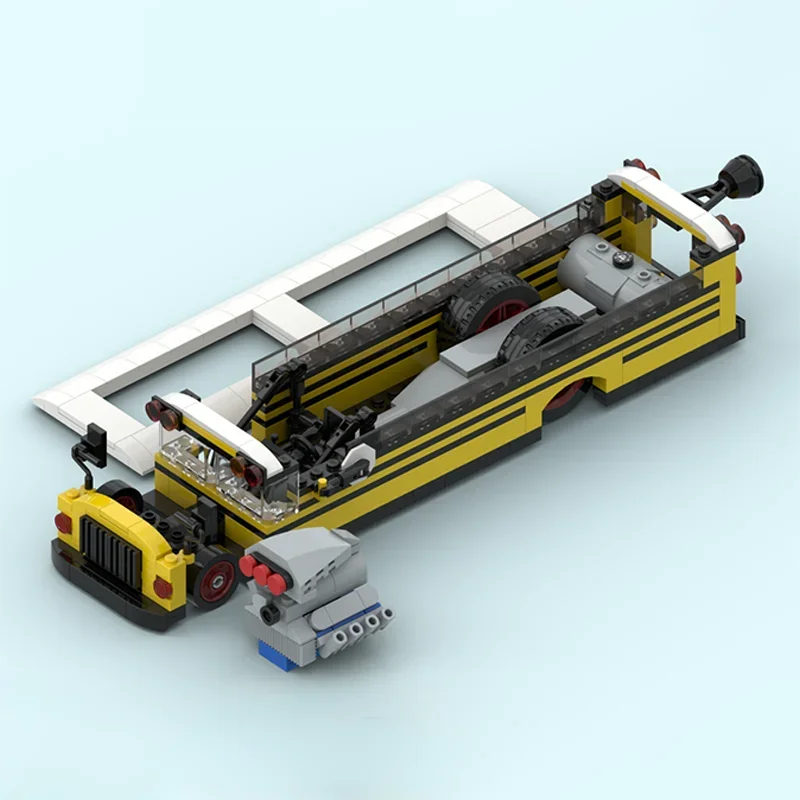 393-Piece MOC School Bus Education Express 8 Stud Wide Model Building Blocks Modular Bus Model Building Blocks DIY Toys Gift