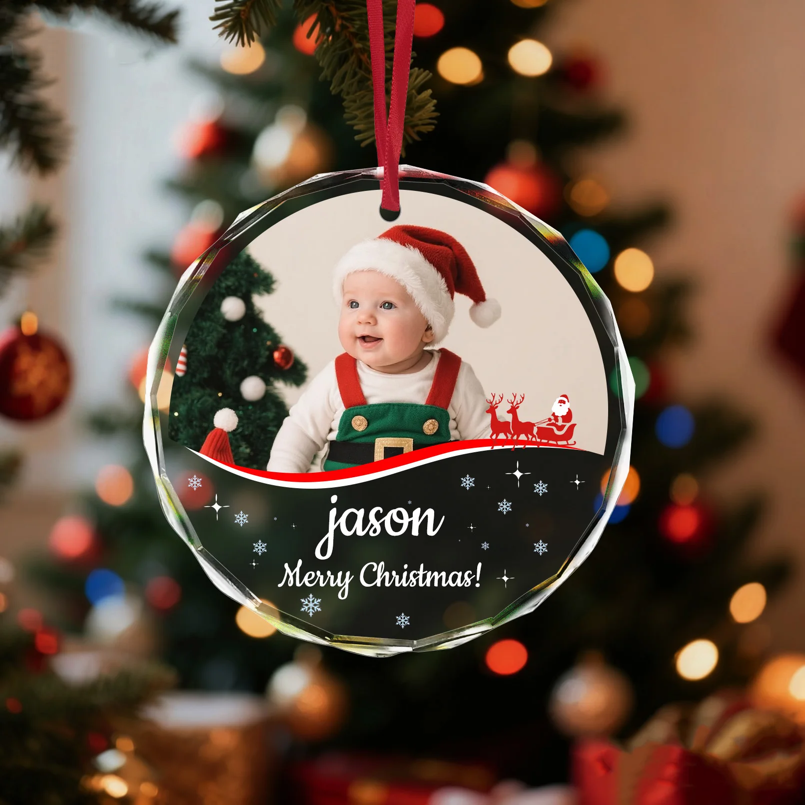 

Custom Christmas Crystal Ornament, Personalized Round Baubles ,2025Xmas Tree Decoration for Anniversary, Keepsake,Home Gift