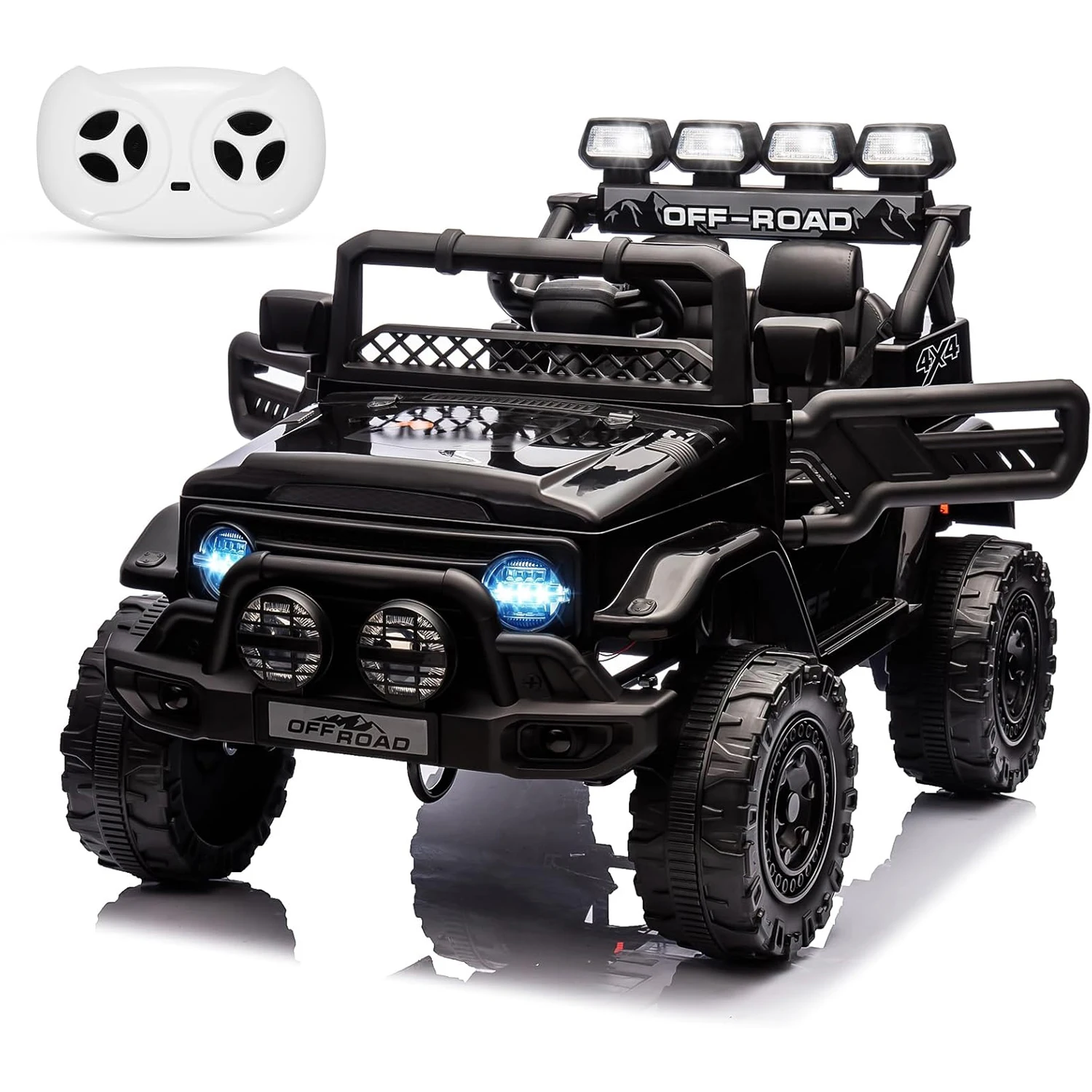 12V Kids Ride on Truck, Electric Vehicle Jeep Car with Remote Control for Kids, Spring Suspension,Speaker,3 Speeds,LED Lights  ﻿