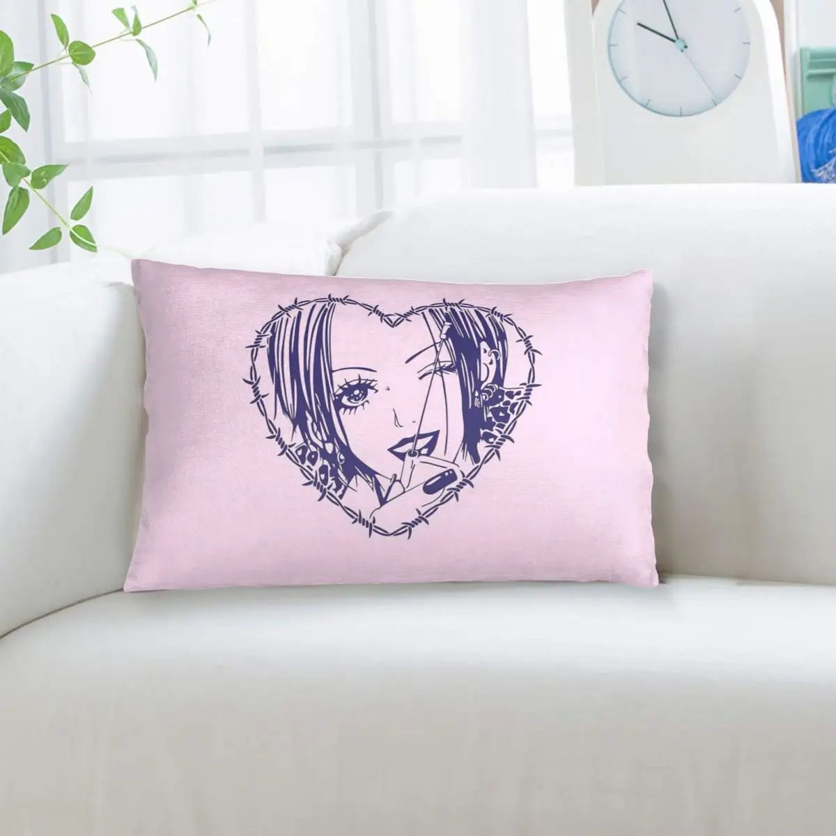 Nana Osaki Barbed Wire Heart Spread Rectangle Pillowcase Cushion Cover Decor Bedroom Bed Home Comfort Throw Pillow
