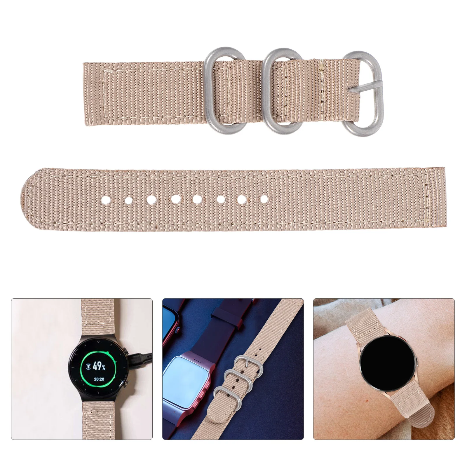 

18Mm Nylon Watch Bands Breathable Lightweight Design Smooth Edges Stainless Steel Clasp Secure Fit for Sports Outdoor Activities