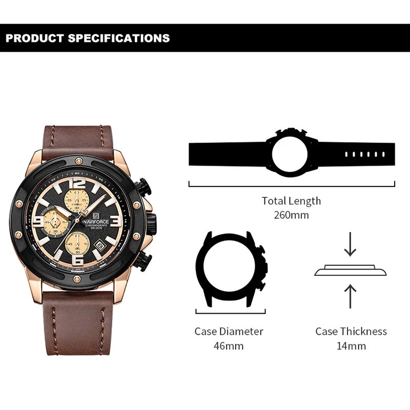 Nuovo stile NAVIFORCE orologi da uomo di lusso di alta qualità moda di lusso 3ATM orologio da uomo al quarzo impermeabile all'aperto delle migliori marche 2025