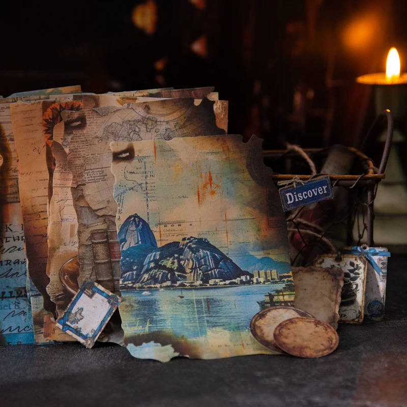 

Scorching Trace Narrative Series Vintage Burning Flower Coffee Landscape Material Creative DIY Junk Journal Collage Stationery