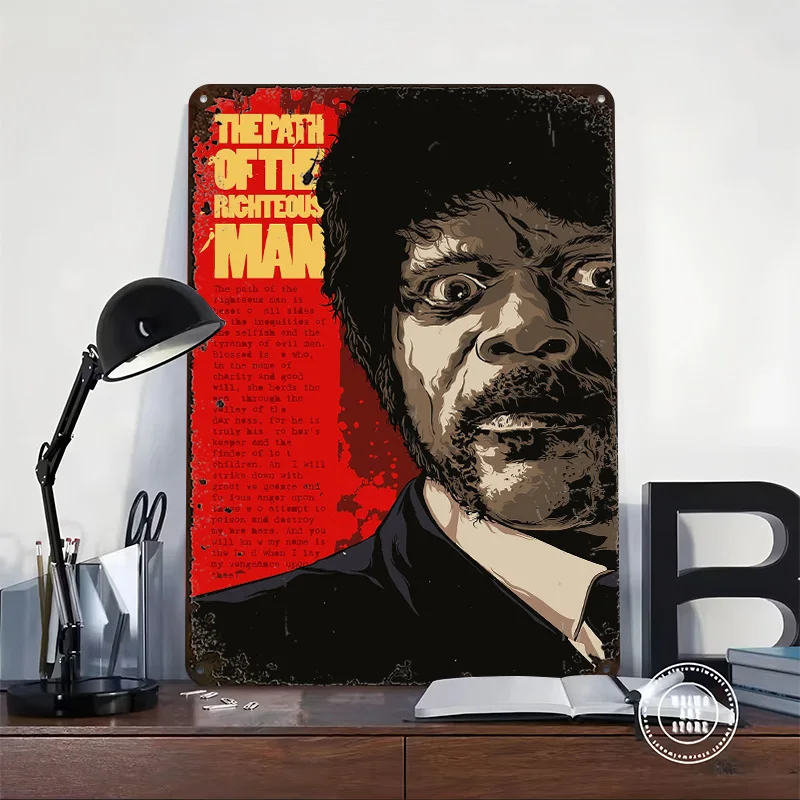 Pulp Fiction Personalized 3D Textured Metal Poster Wall Art Tinplate Sign for Home Decorations Wand Deko Decor Room Funny Signs