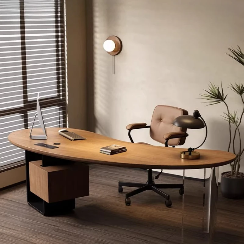 

Aesthetic Vintage Office Desk Organizer Wooden Computer Gaming Office Desk Simple Modern Schreibentisch Home Accessories