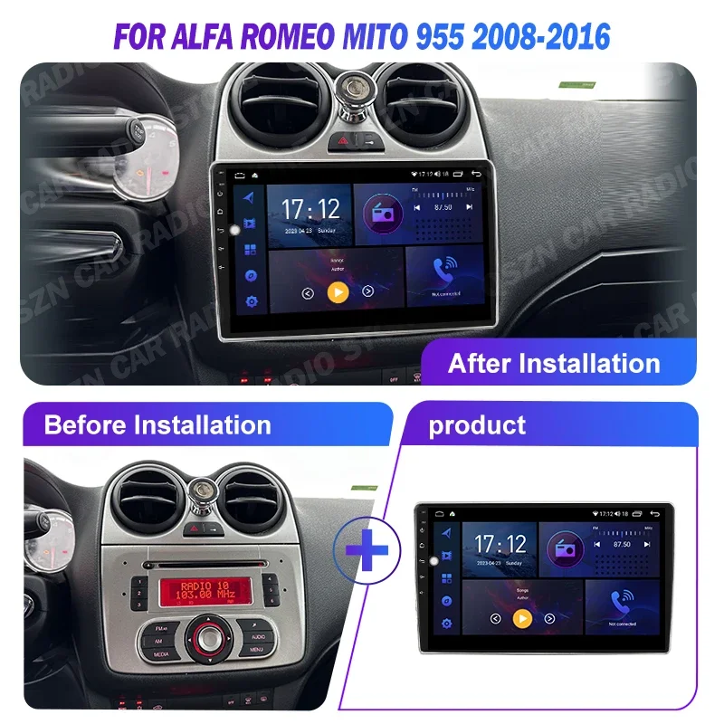 QSZN Android 13 CarPlay Car Radio For Alfa Romeo MiTo 955 2008-2016 Auto Radio Stereo Head Unit Multimedia Player GPS Navigation