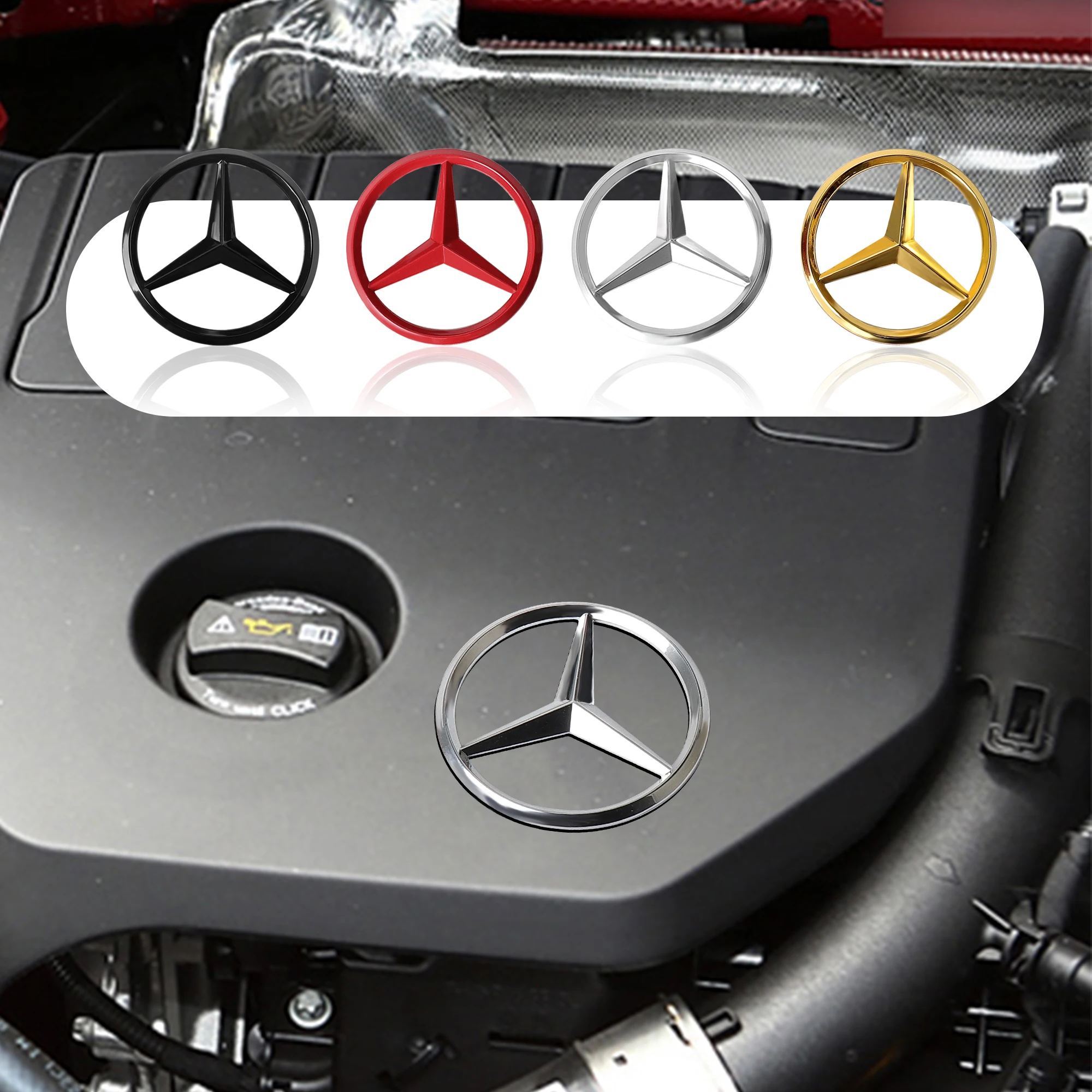 70mm Car Styling Engine Logo Decor Hood Emblem Decor Sticker For Mercedes Benz W211 W203 W204 W210 W124 AMG W202 W212 W220 W205 