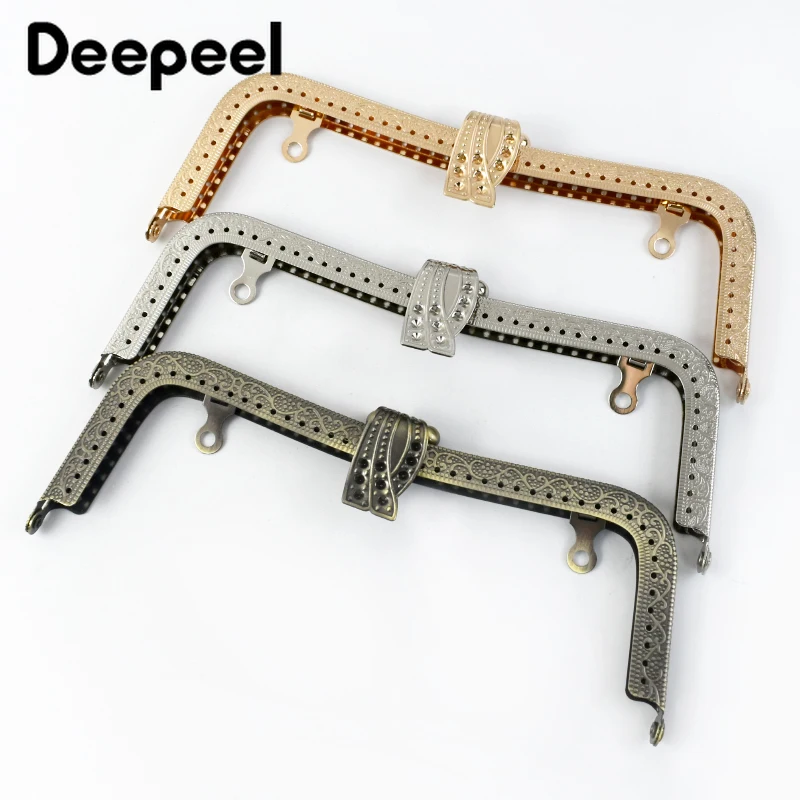 

1/2Pcs Deepeel 20cm Handbag Metal Frame Handle Retro Print Leaf Head Kiss Clasp Handles DIY Wallet Handmade Bag Accessories