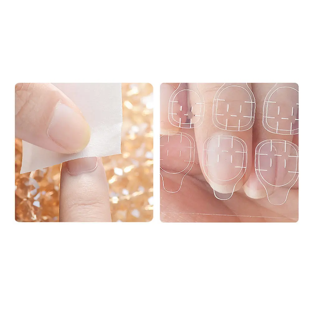 

24Pcs Nail Glue Stickers Double-Sided Transparent Nail Art Tips Easy Apply Long-Lasting False Nails Fashionable Creative Design