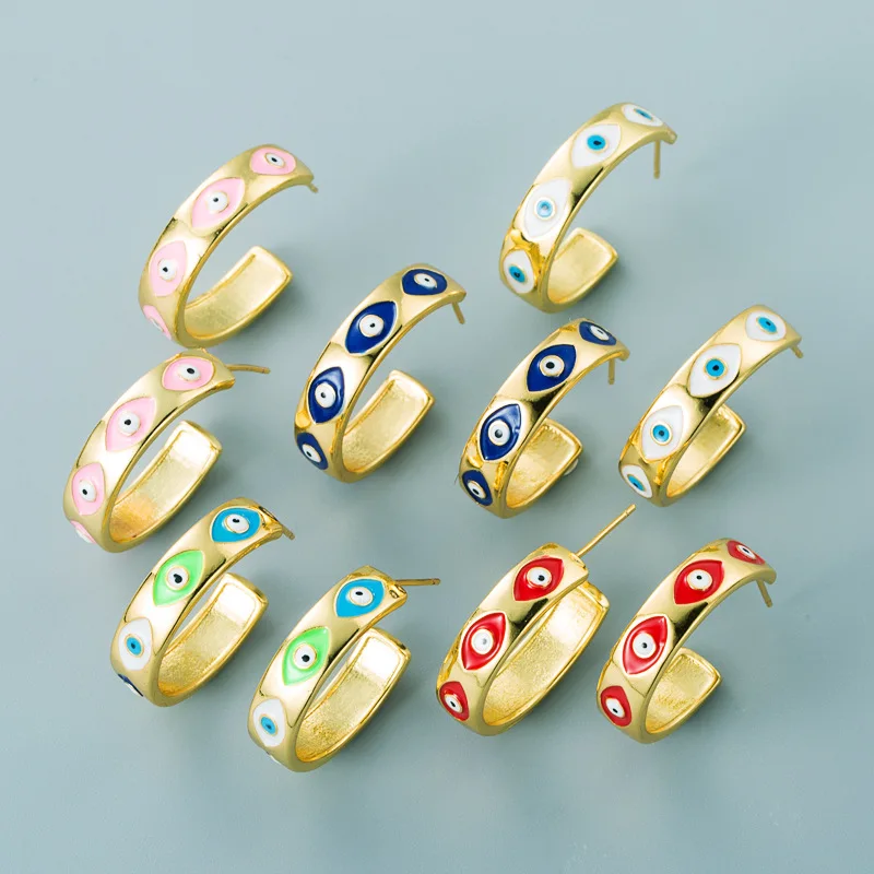 

Vintage Eye Drop Earrings Non-Fading Personali Statement Devil's Eye Faion Jewelry ex Gold Plated Gemstone