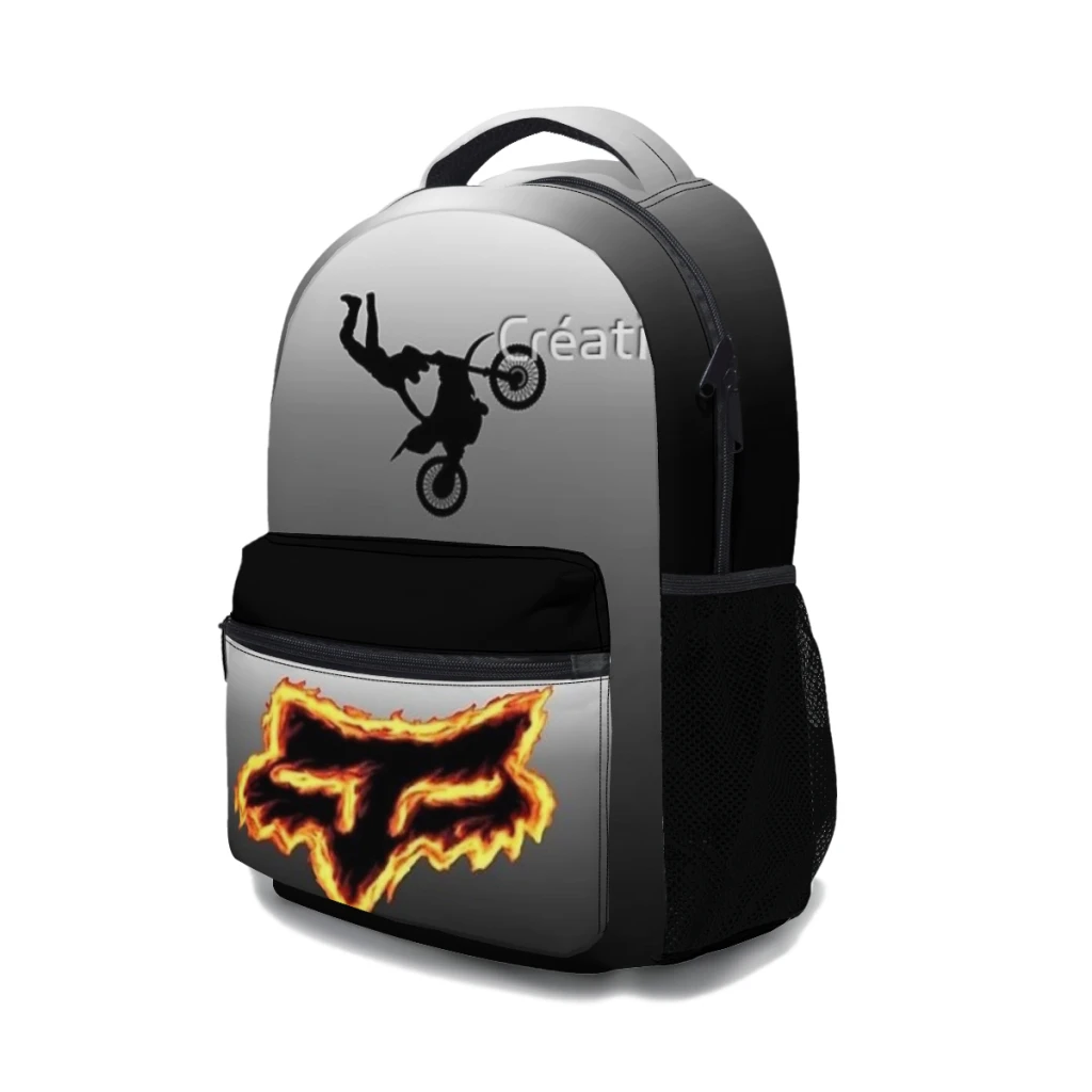 Fox head on fire-mochila escolar ligera e informal para niños, mochila juvenil, 17 pulgadas