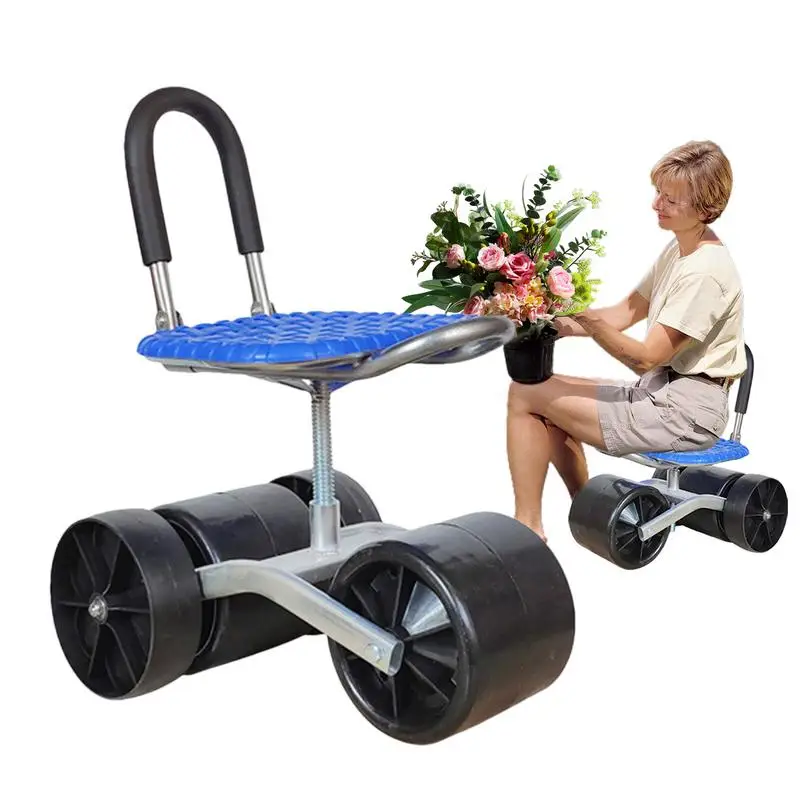 

Garden Work seat Adjustable Heavy Duty Garden Cart Rolling Stool Foldable Weeding Stool with Adjustable Height Garden Supplies