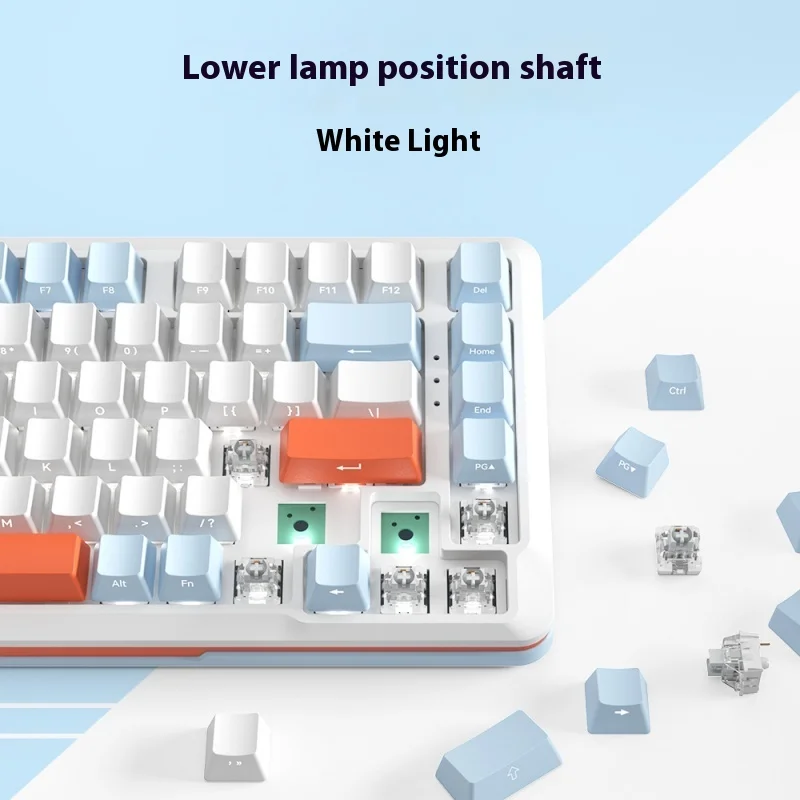 

S82 84 Keys Side Engraved Three Color Mechanical Keyboard Full Key Hot Swap Rgb Light Ergonomic Silver Axis Wired Keyboard