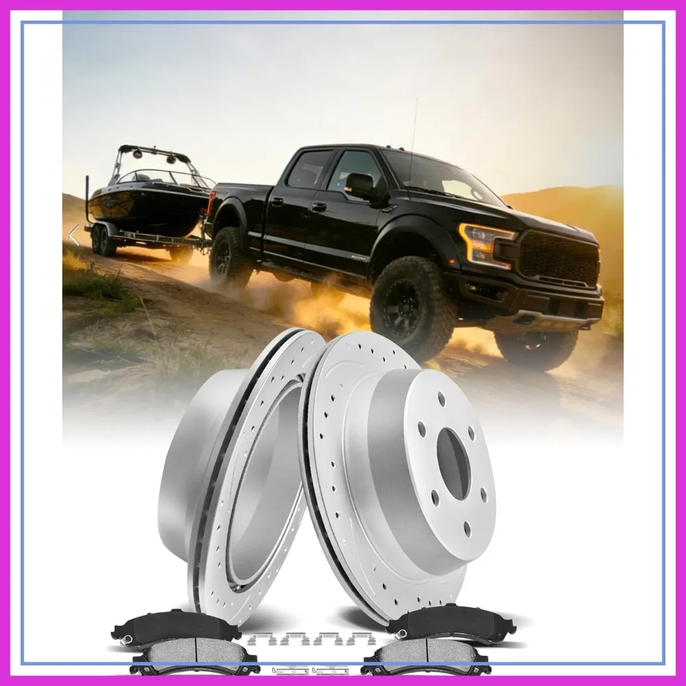 

Rear Drilled & Slotted Brake Kit Compatible With F-150 2012-2018 (6-Lug, Mechanical Parking Brake Only) | GEOMET Coated Vented Rotors for Enhanced Cooling