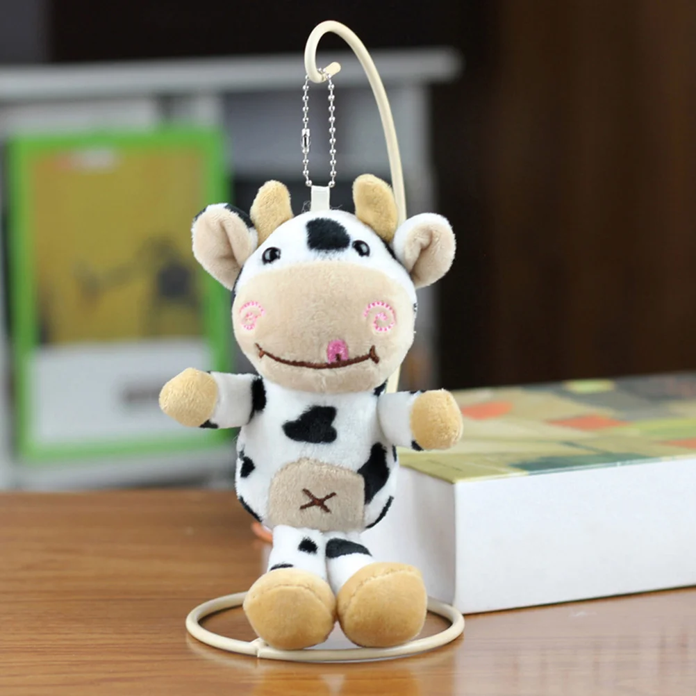 

2 Pcs Plush Cow Pendant Locket Cartoon Keychain Ornament Decor Baby Stuffed Animal Bag Backpack