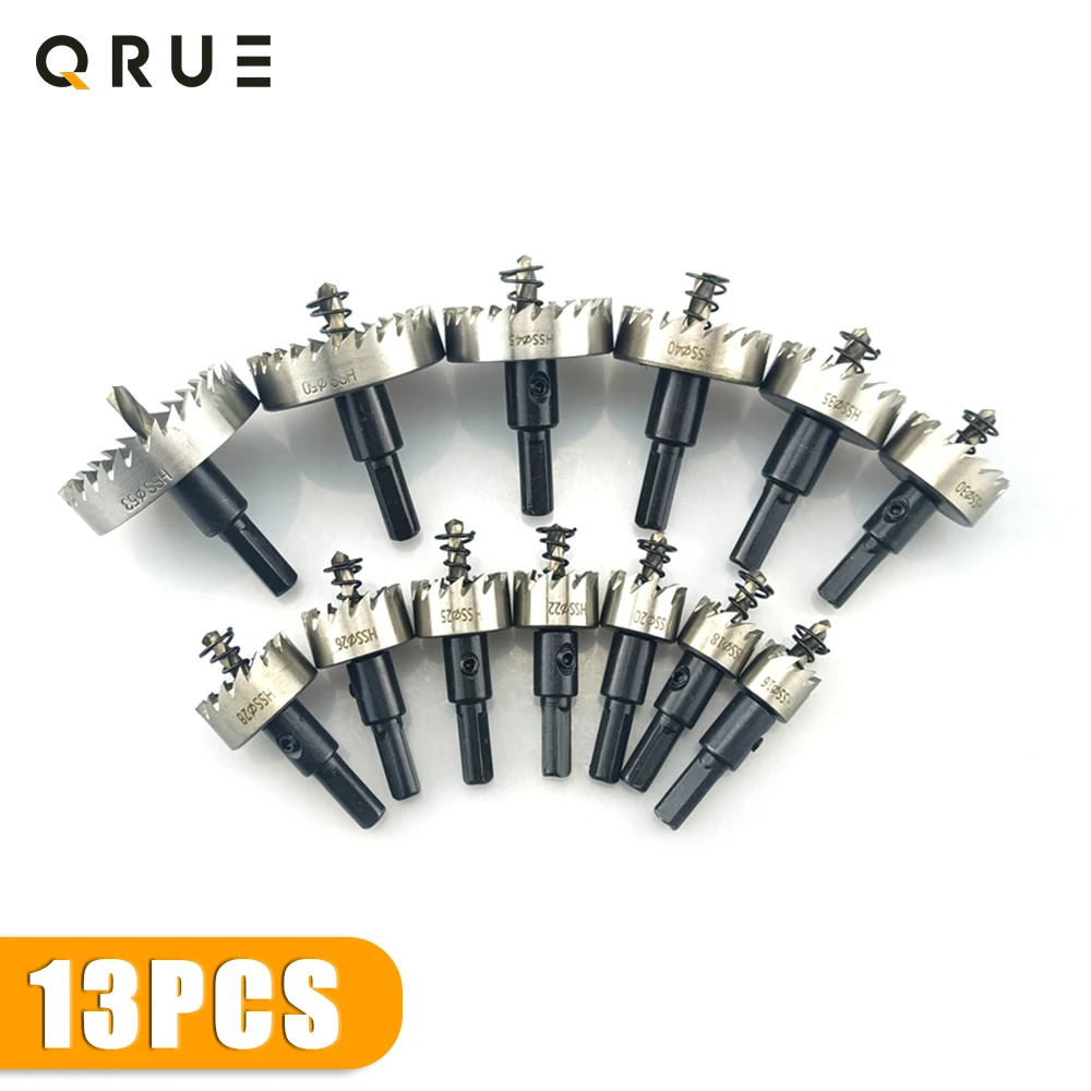 13Pcs 16-53mm Drilling Crown for Metal HSS Hole Saw Set High Speed Steel Drill Bit Alloy Stainless Steel Wood Cutting Tool