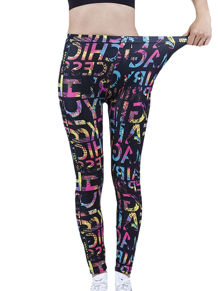 CUHAKCI Colorful Printed Sport Street Wear High Waist Leggins Women Fitness Pants Summer Pants Gym Sexy Leggings Casual Trousers