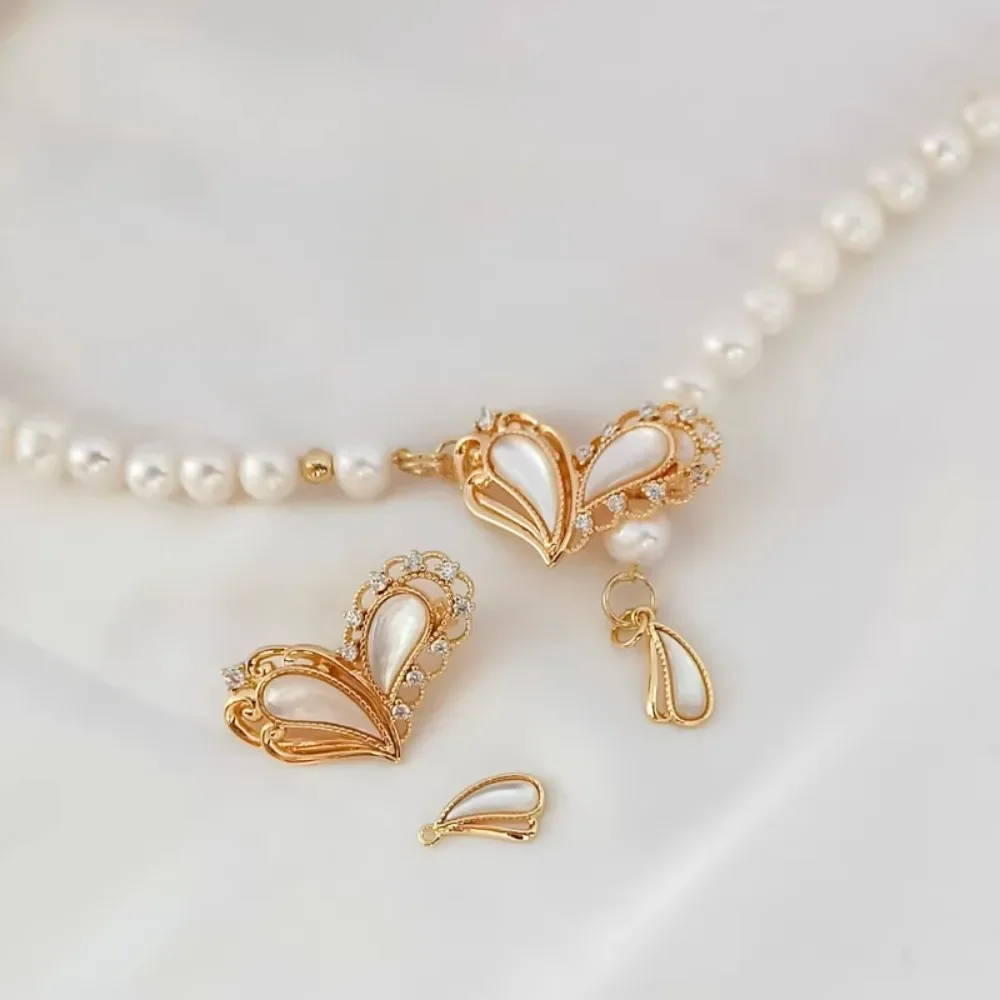 

Инкрустация цирконом 14 карат, инкрустация толстым лицом, застежка в форме ракушки, жемчужное ожерелье, цепочка для свитера, застежка с отделкой своими руками