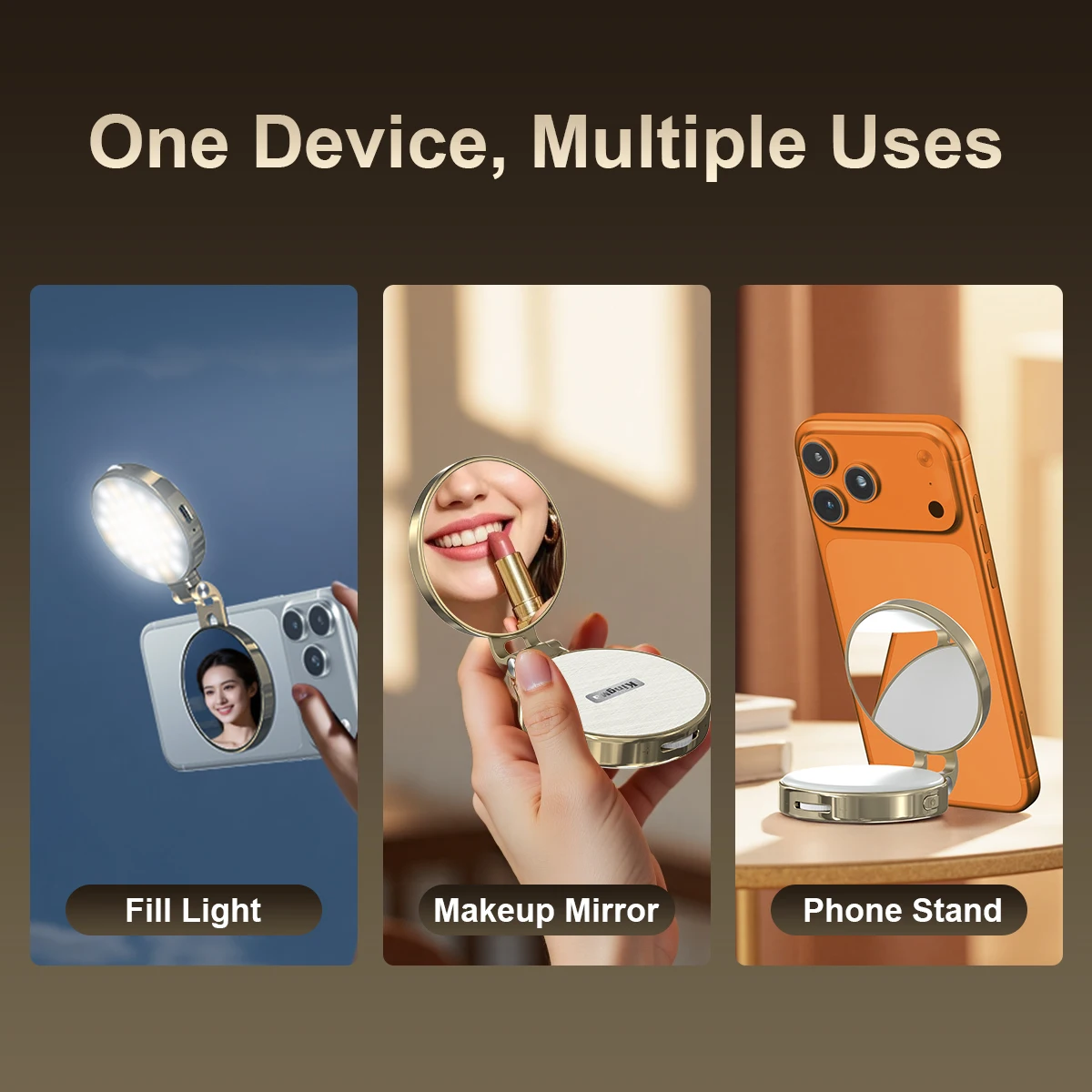 

Magnetic Fill Light for MagSafe iPhone 17 16 15 Pro Max Selfie Lamp Bi-Color LED Vlog Light w/ Ring for Android