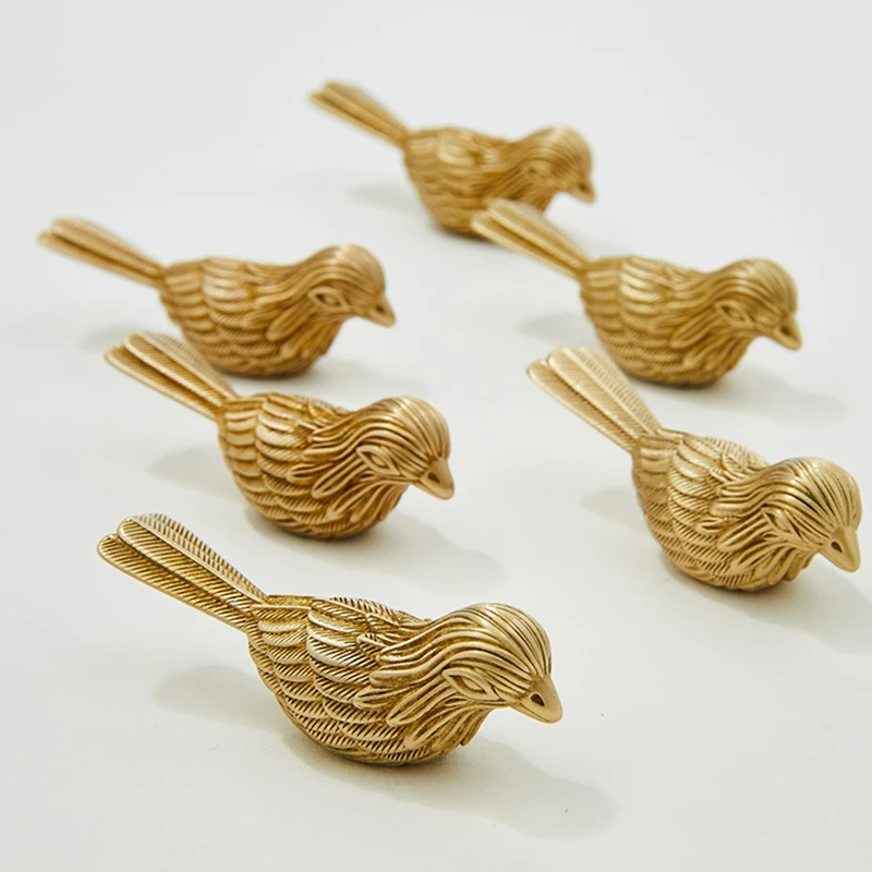 4PCS Solid Brass Bird Furniture Pulls Handles Drawer Knobs Cupboard Wardrobe Closet Dresser Cabinet Door Pulls Knobs Decorations