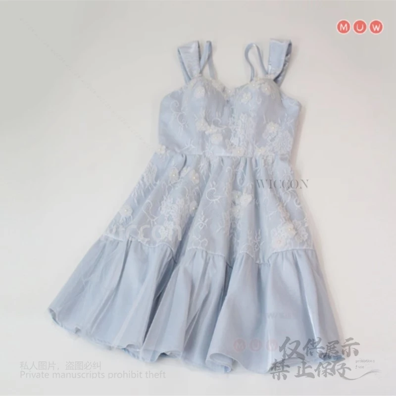 Heroine Cosplay Costume Blue Dress Lolita Set Necklace Dress Outfits Women Game Love and Deepspace Halloween Party Customized