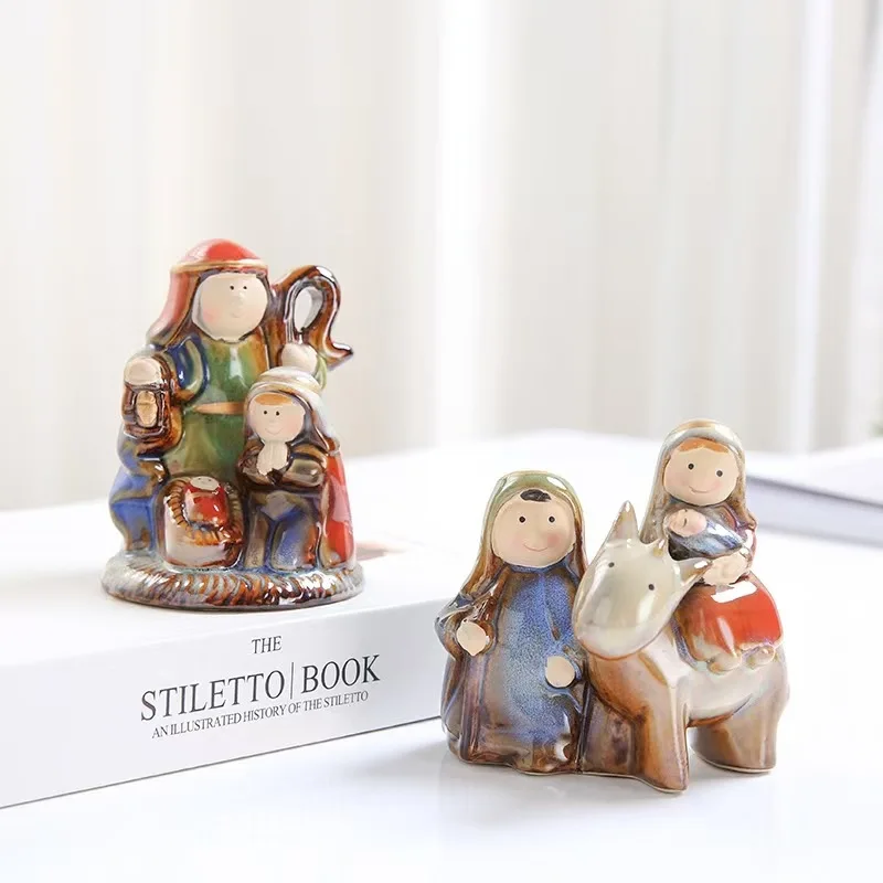 Ceramic Virgin Mary Statue, Religious Madonna Figurine, Glazed Tabletop Decor for  Home Gift