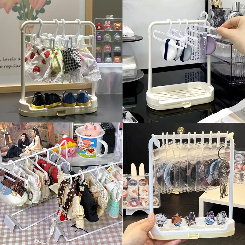 

20cm Clothes Storage Rack For Labubu Doll Accessories Wardrobe Doll Clothes Organizer Dolls Shoes Display Racks Bjd Toy Storage