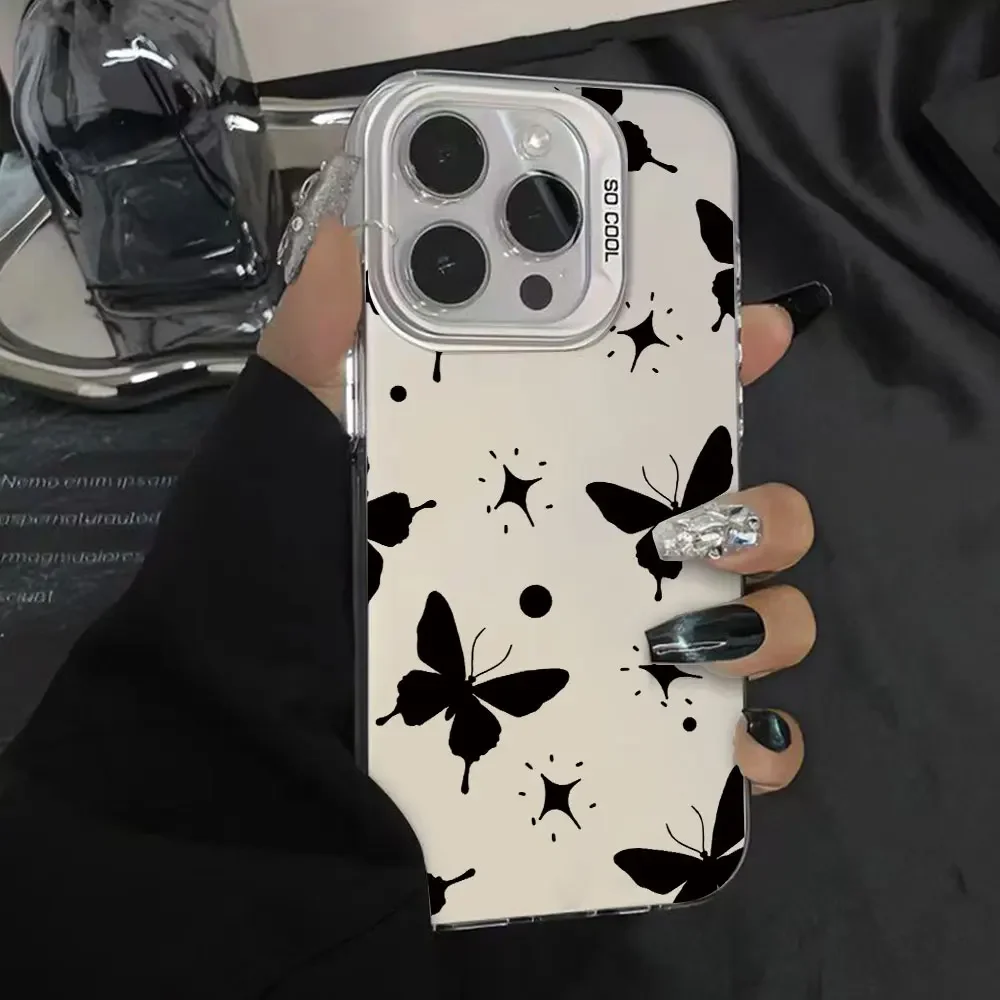 For Honor X6B X9B X8B X7B X7A X8A X9A X50I Black Butterfly Luxury Silver IMD Phone Case HonorX7B 4G X9a 5G X6b Back Cover Fundas