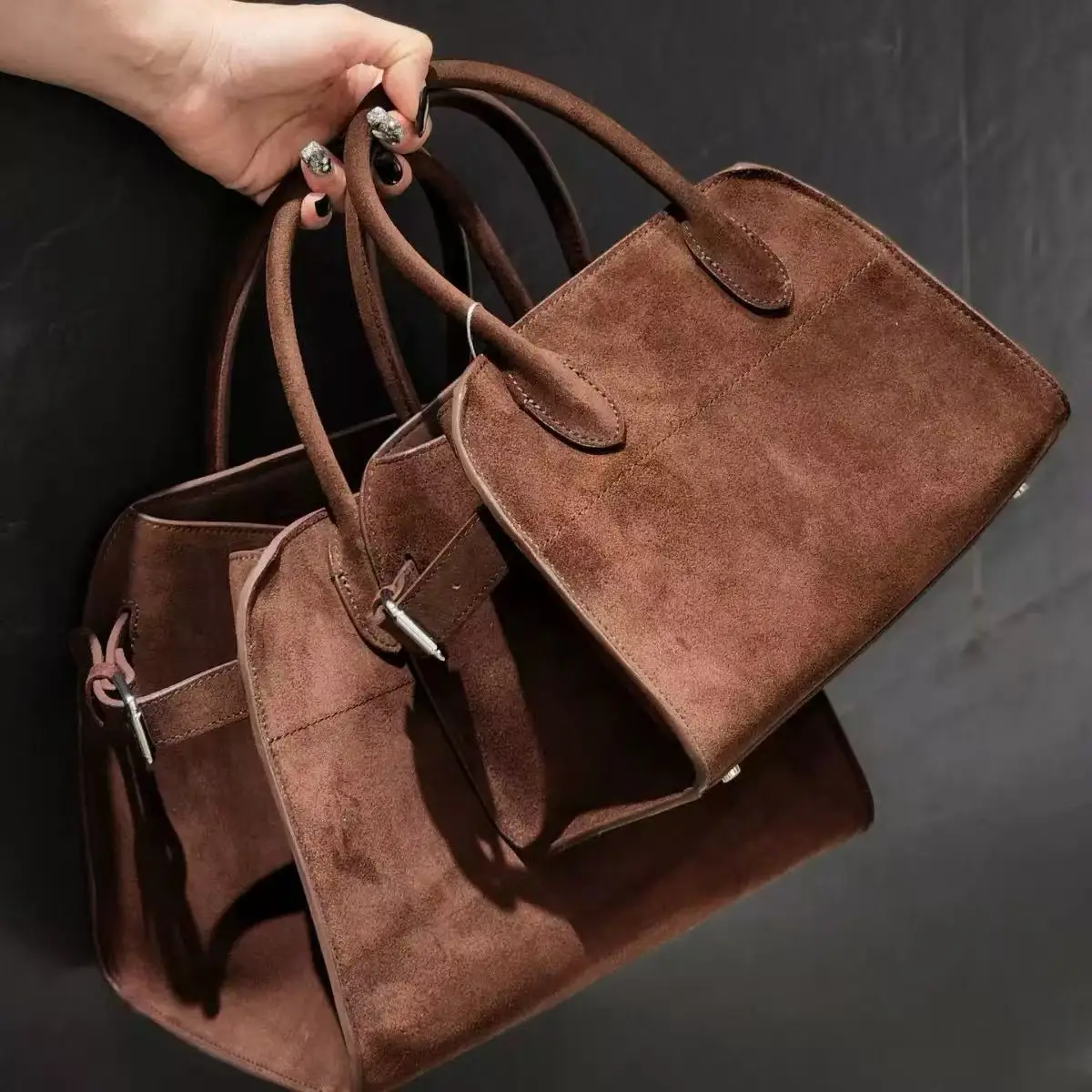 

Margaux 10/12/15 High Quality Cowhide Handbag Shoulder Bag Fashionable Casual Soft Genuine Leather Large Capacity Suede Tote Bag