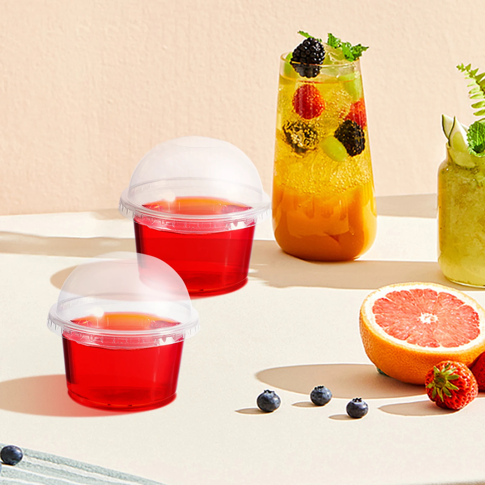 

50pcs Disposable Pudding Cups Plastic Dessert Cups 250ml Ice Cream Bowls High Lid for Parties Events Catering