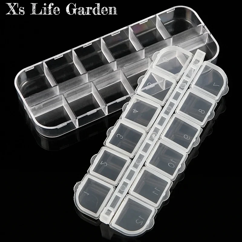 6/12 Grids Nail Storage Box Empty Acrylic Case Manicure Powder Beads Gem Rhinestones Nail Jewelry Container DIY Nails Organizer