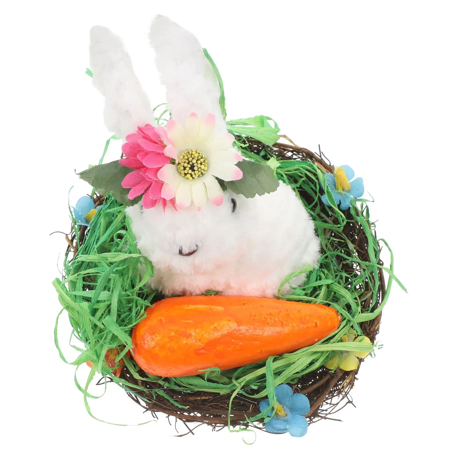 

1 Easter Bunny Decoration Charming H woven Straw Figurine Carrot Rabbit Craft Home nament Statuette Tabletop