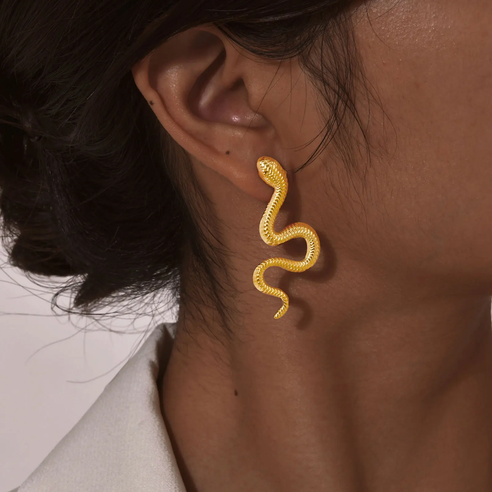

Stainless Steel Snake Earring for Women, Gothic Punk Animal Snake Dangle Earring Hiphop Waterproof Jewelry
