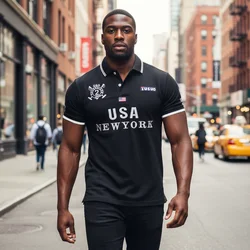 Men's Polo Shirt America New York Royal Leisure Sports Party Cotton Embroidered Luxury Contrast Color Original Design