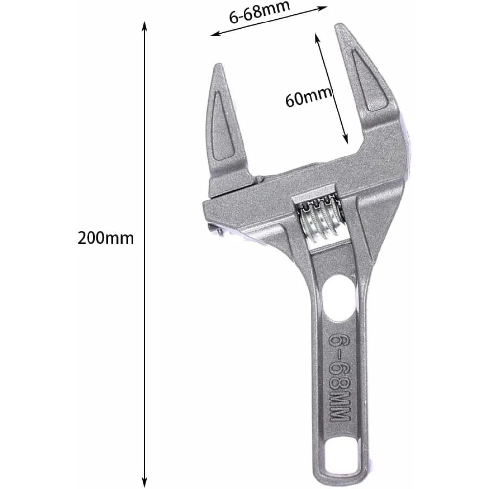 Aluminum Alloy Short Shank Wrench, 6-68 Mm Large Openings Spanner for Plastic Plumbing Tube & Washbasin Nut Disassembly