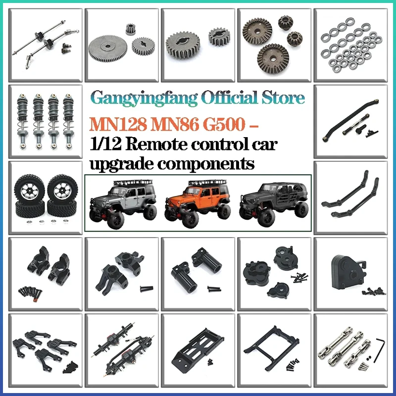 MN128accessories MN86 G500 1/12 afstandsbediening auto upgrade onderdelen rc crawler link vrachtwagen wielen axail scx10 iii versnellingsbak absorbers