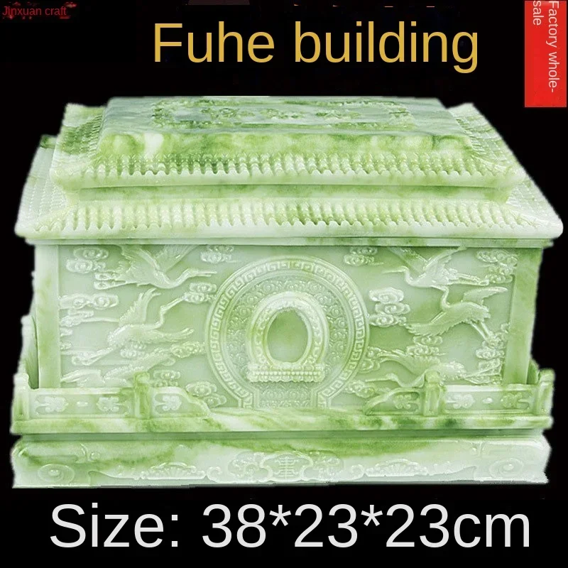 Urn crystal jade high-grade moisture-proof box for men and women life box urn coffin white marble carving funeral supplies.