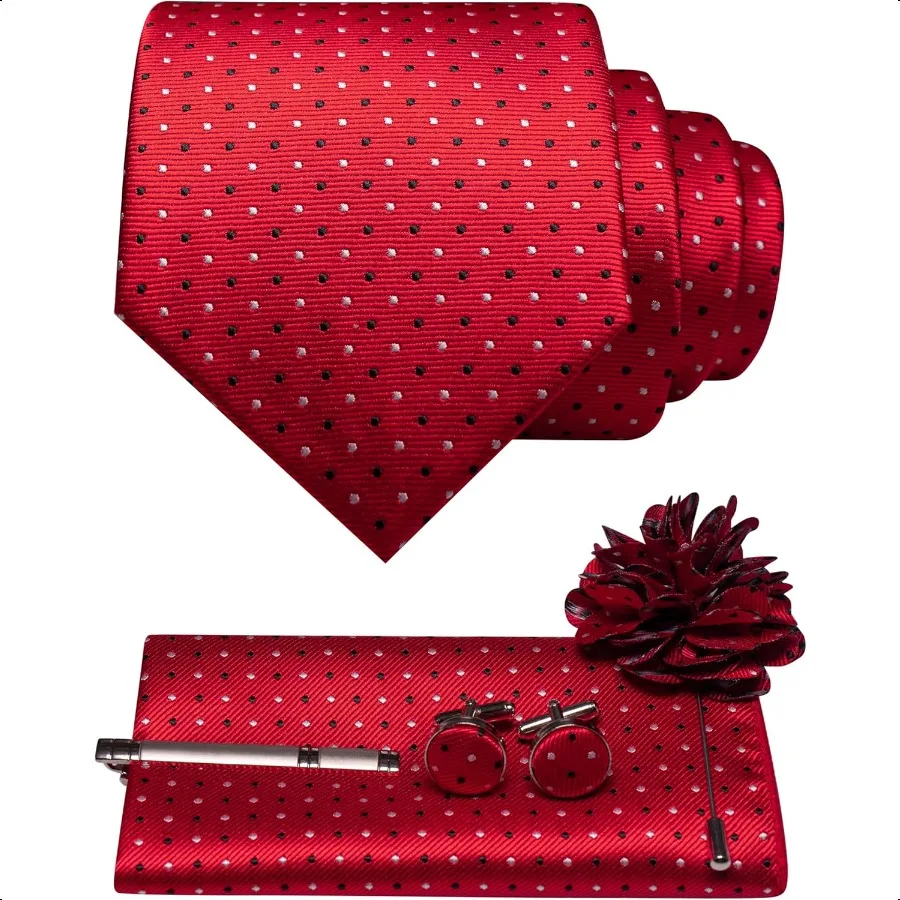 

Mens Tie and Lapel Pin Necktie Pocket Square Cufflinks and Tie Clip Sets for Business Casual 5PCS