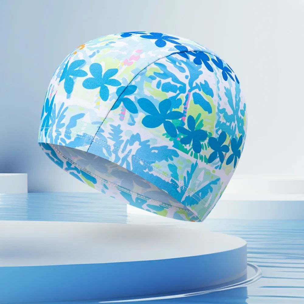

Comfortable Polyester Swim Cap Cartoon Print Waterproof Swimming Hat High Elasticity Kids Swim Cap Pool