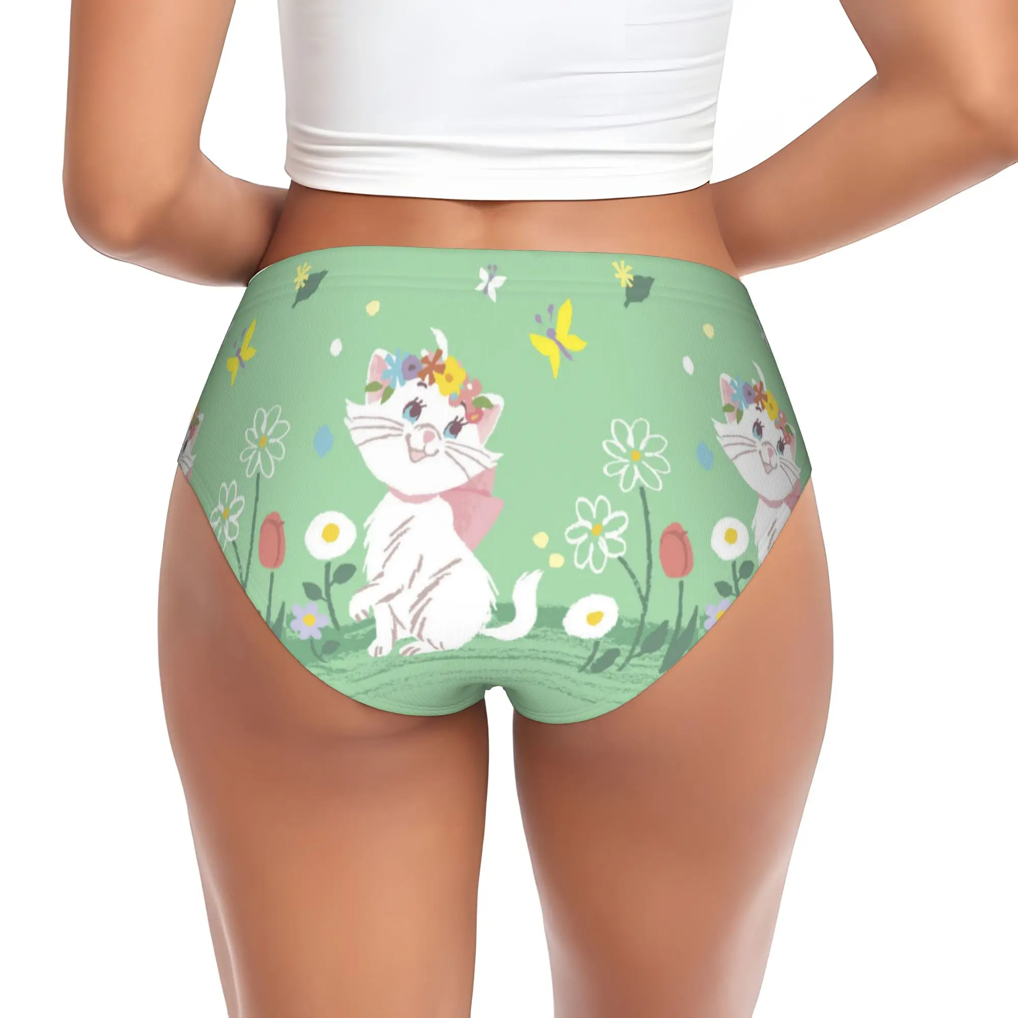 Custom Womens M-Marie Cat Cartoon Brief Panties Female Breathable  Underwear Underpants