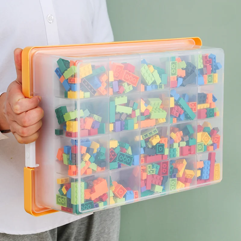 Kids Building Blocks Lego Storage Box Plastic Container with 2 Layer Removable Lids Toy Storage Organizer Home Gadget Organizer