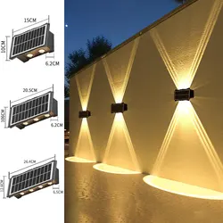 Lampada da parete a LED solare per esterni a luce solare ad alta luminosità su e giù illuminazione luminosa per la decorazione del giardino all'aperto luce solare